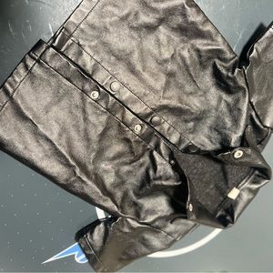 Kids black leather button up